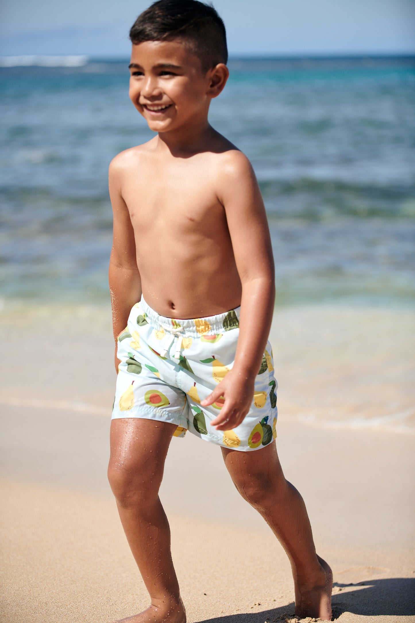 Pink Chicken Avocados & Pears Boys Swim Trunk
