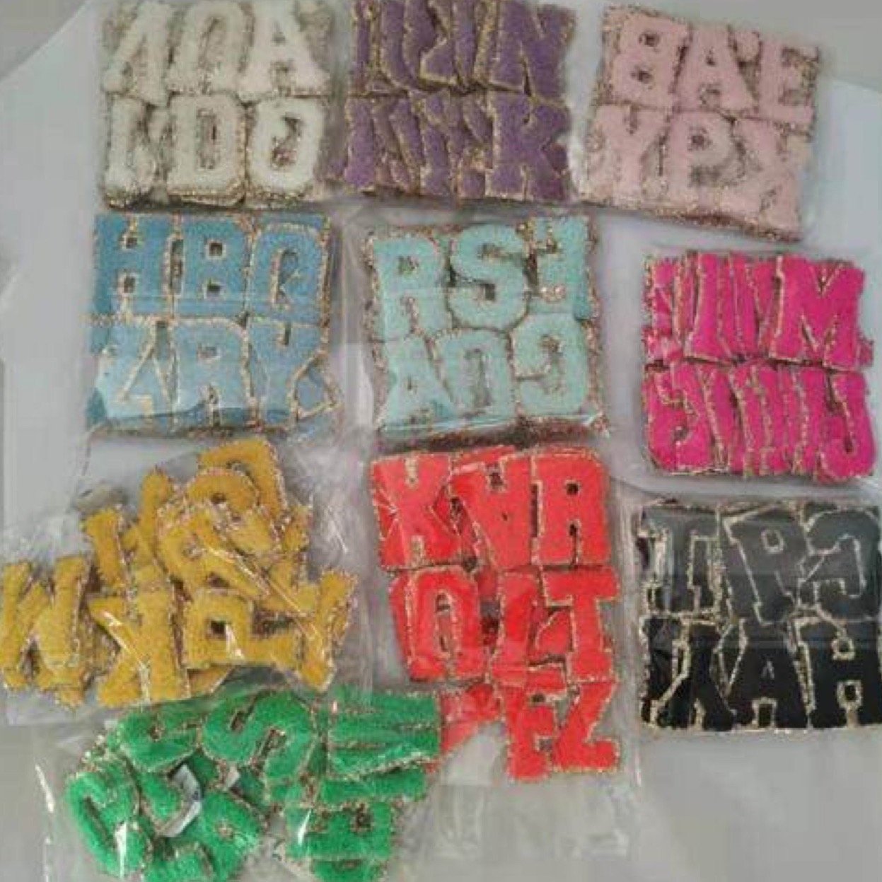 Chenille Glitter Varsity Letter Patches A-Z for Customizable Projects