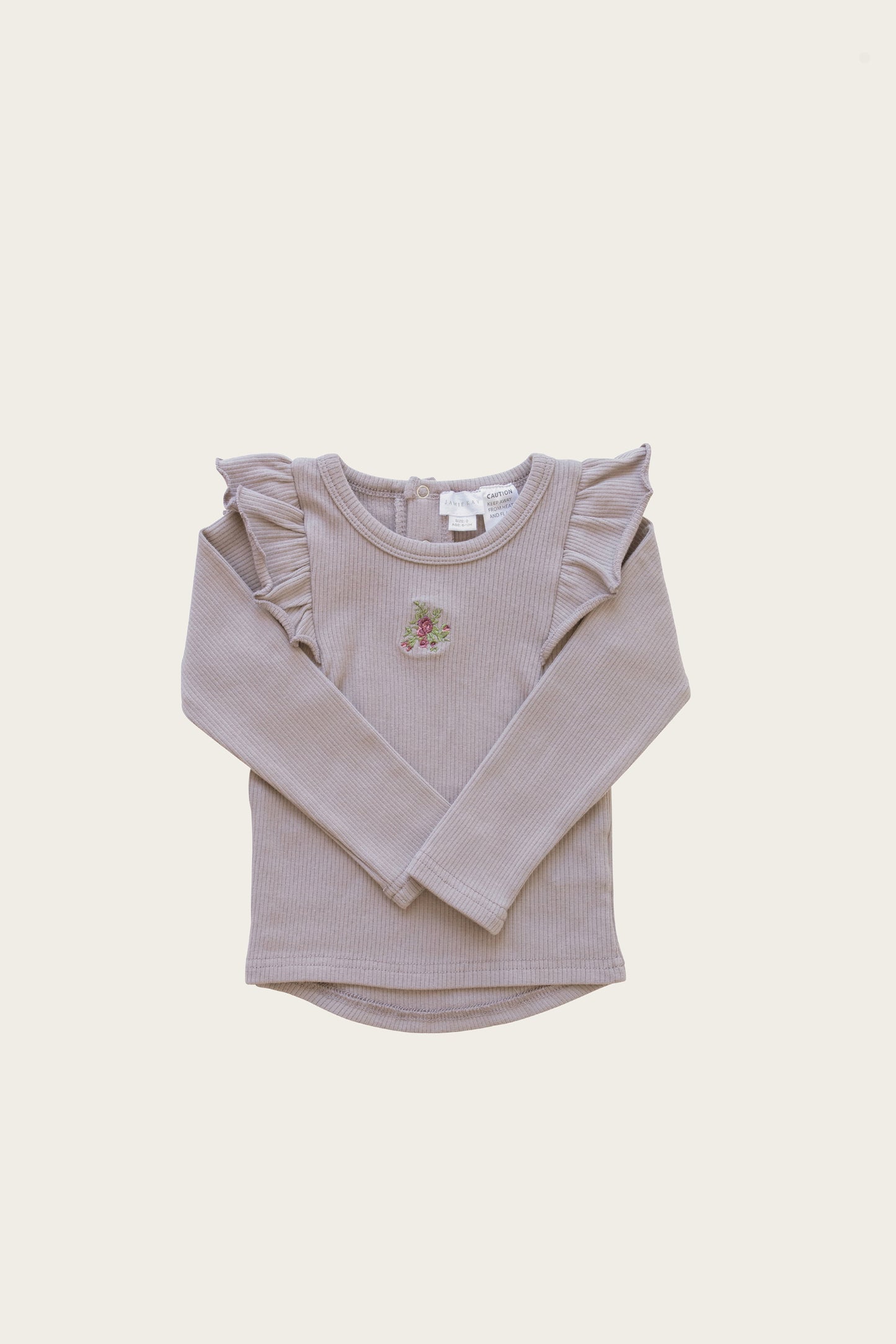 Jamie Kay Fine Rib Frill Top - Dove