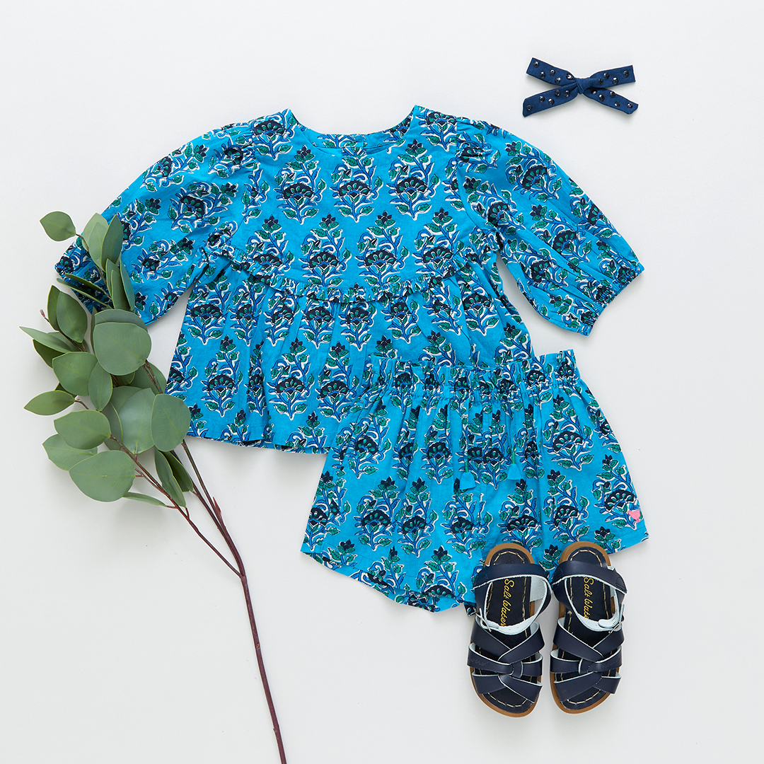 Pink Chicken Azure Posey Block Print Girls Theodore Short
