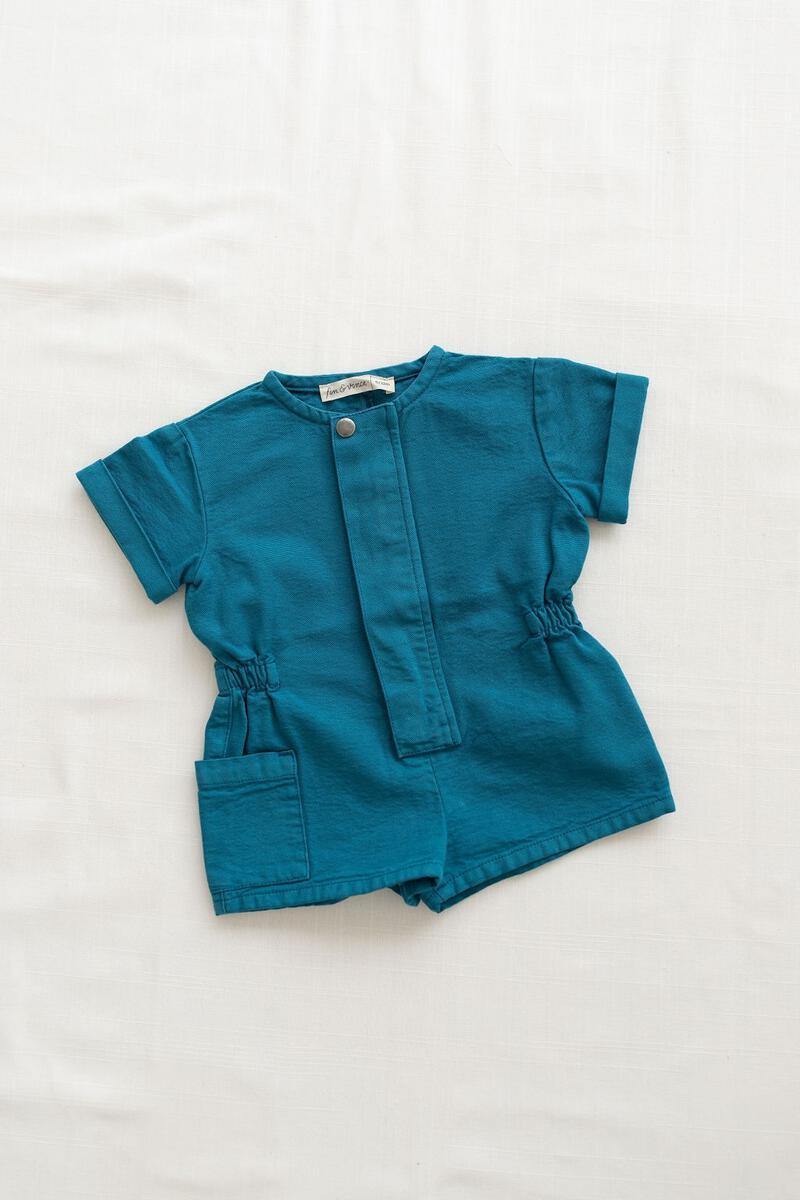 Fin & Vince Short Painter Jumpsuit - Multiple Colors Available, Children's One Pieces - turquoise, llc
