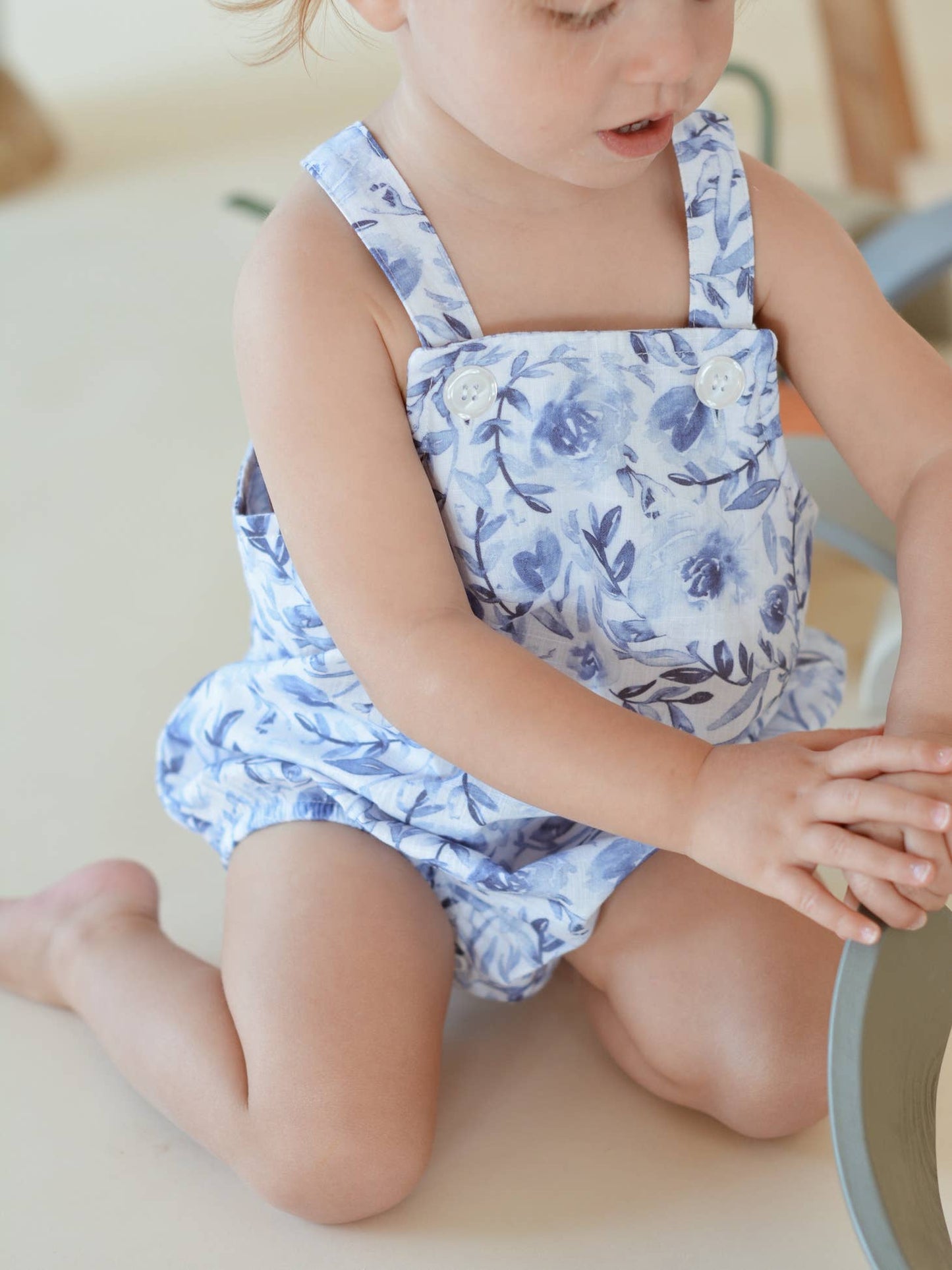 Lea Romper in Blue Floral