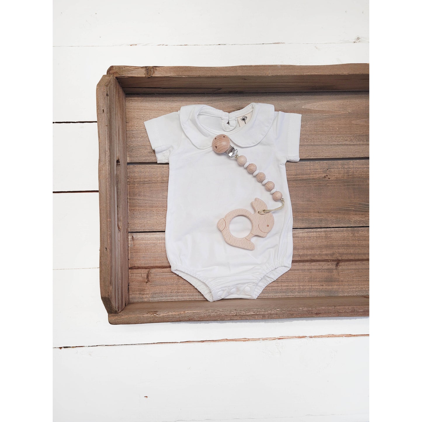White Baby Onesie Short Sleeve Collared Shirt