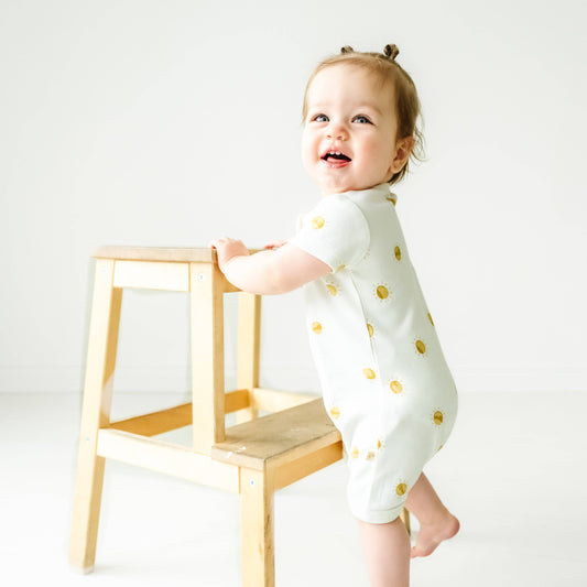 Makemake Organics - Organic Short Zip Romper - Sunshine