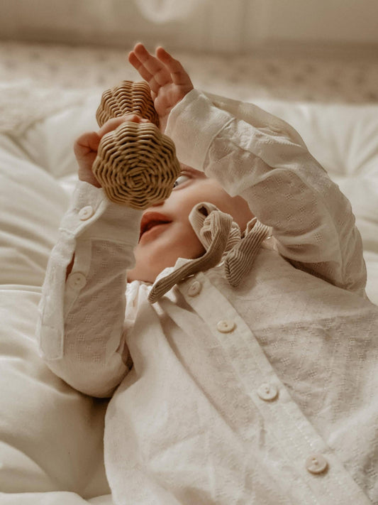 Thomas Textured Cotton Shirt Romper - White