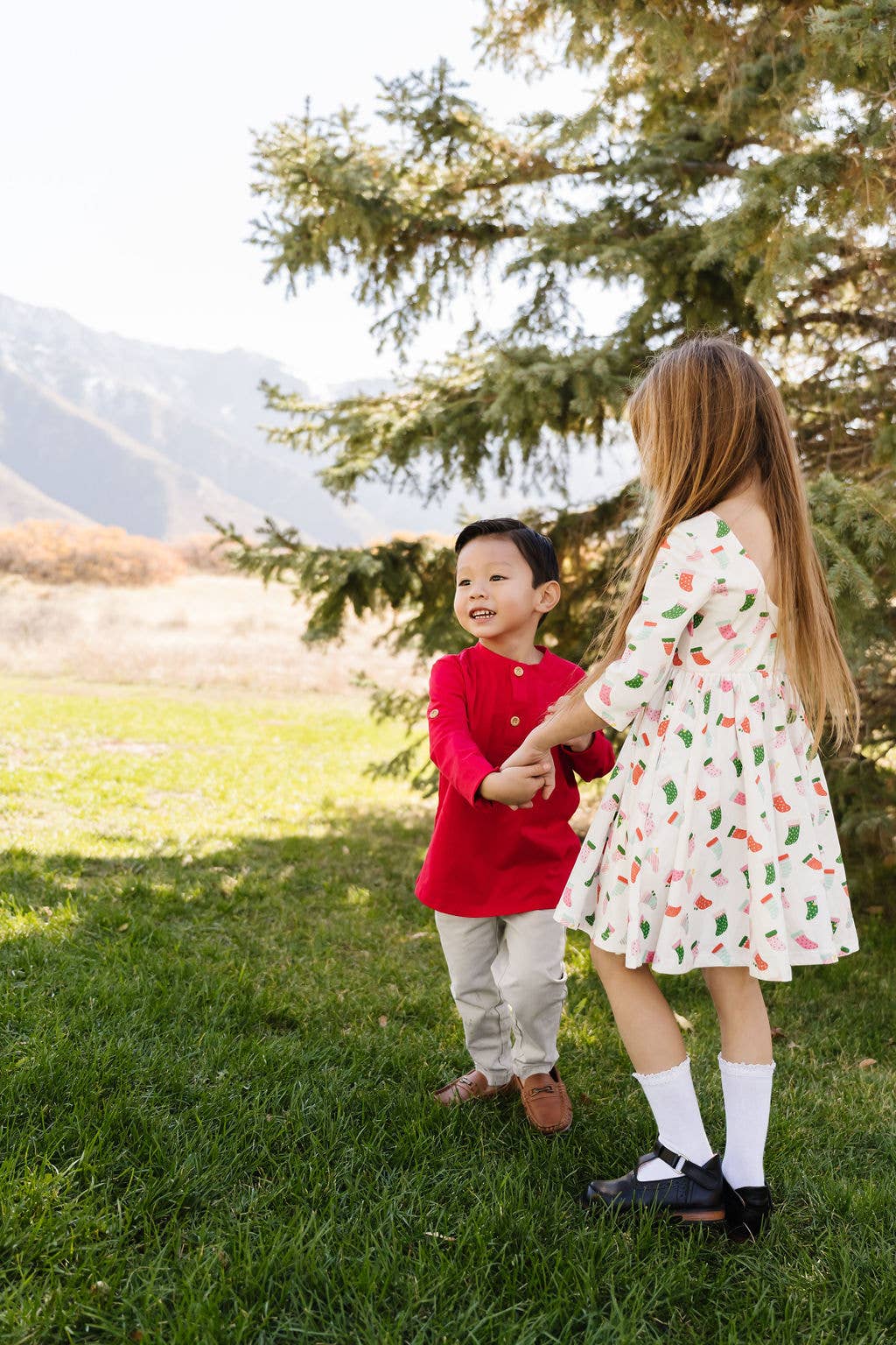 Long Sleeve Button Shirt in Evergreen or Scarlet