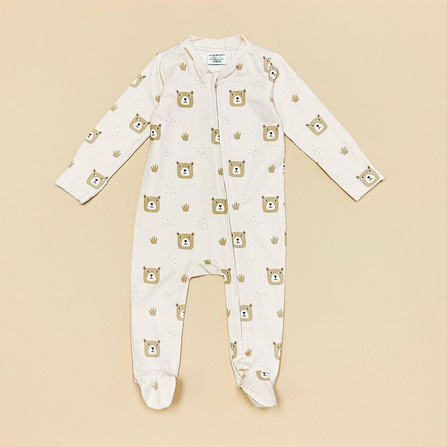 Bear Print Zipper Footie Baby Coverall