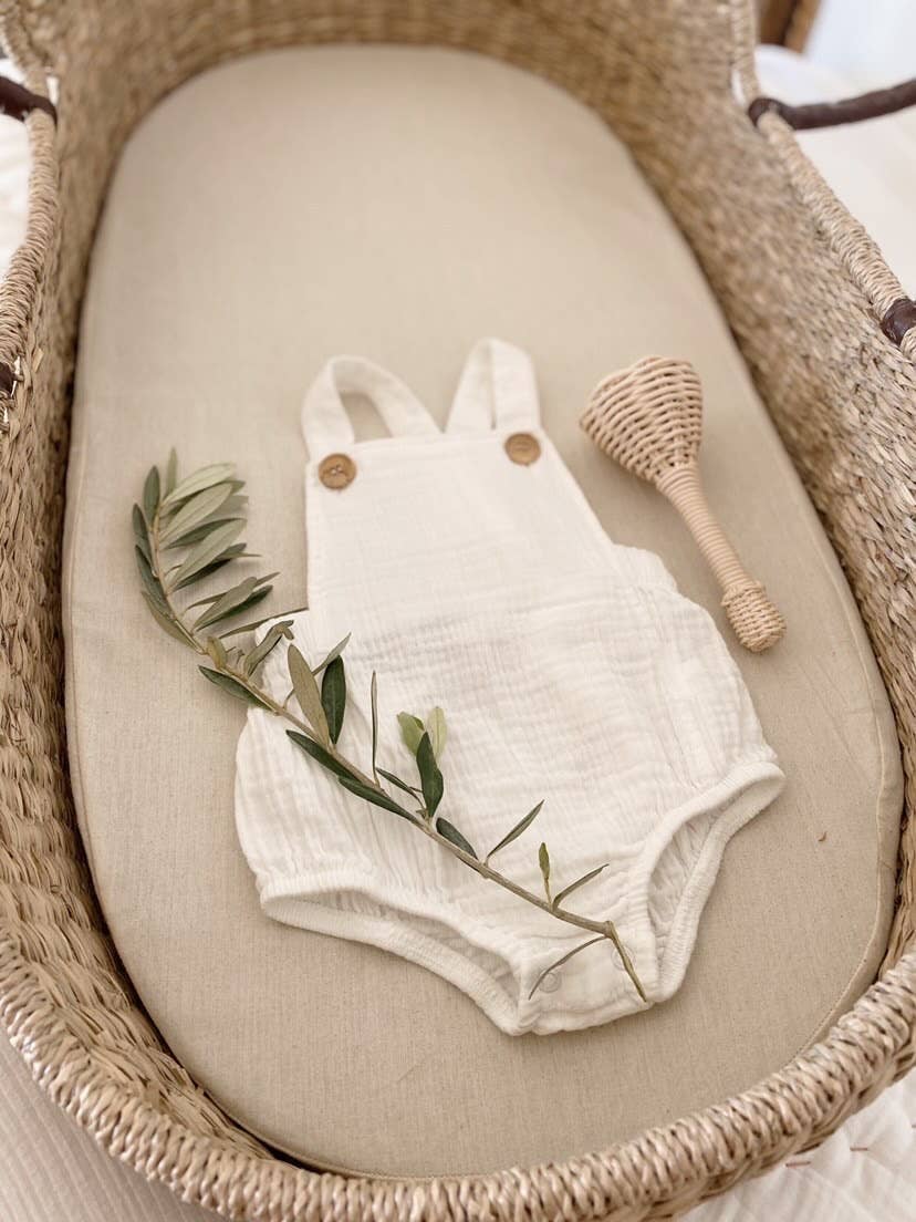 Avery Muslin Romper - Macadamia or White