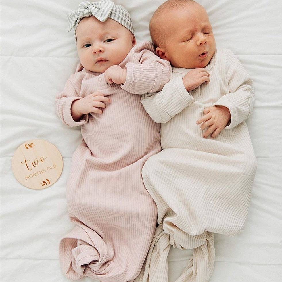Annie & Charles Newborn Baby Gown - Blue, Mint & Rose