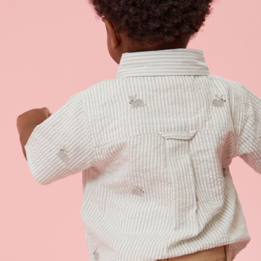 Pink Chicken Bunny Embroidery Jack Shirt