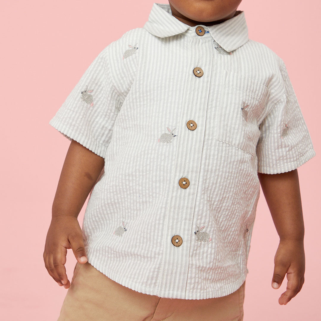 Pink Chicken Bunny Embroidery Jack Shirt