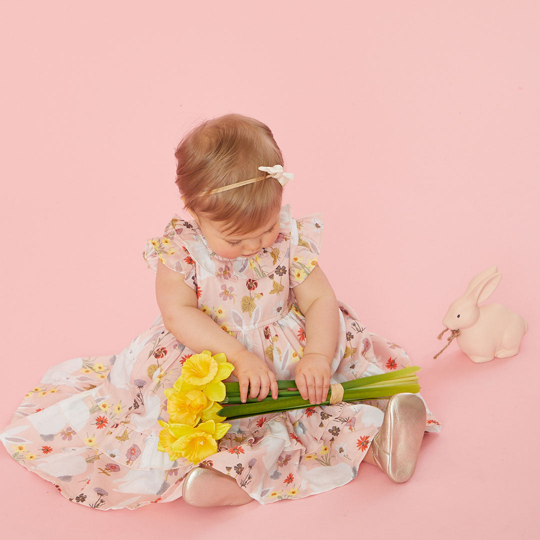 Pink Chicken Rabbit Garden Baby Girls Judith Dress Set