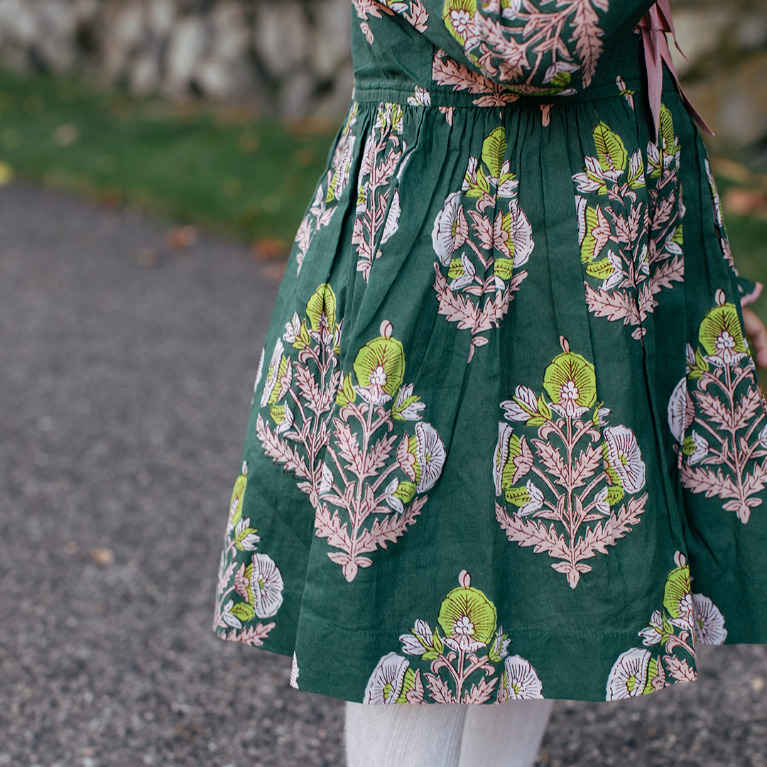 Pink Chicken Hunter Green Floral Baby Hermoine Dress
