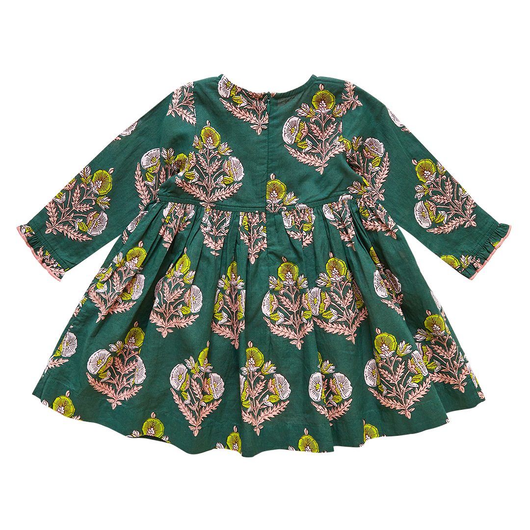 Pink Chicken Hunter Green Floral Baby Hermoine Dress