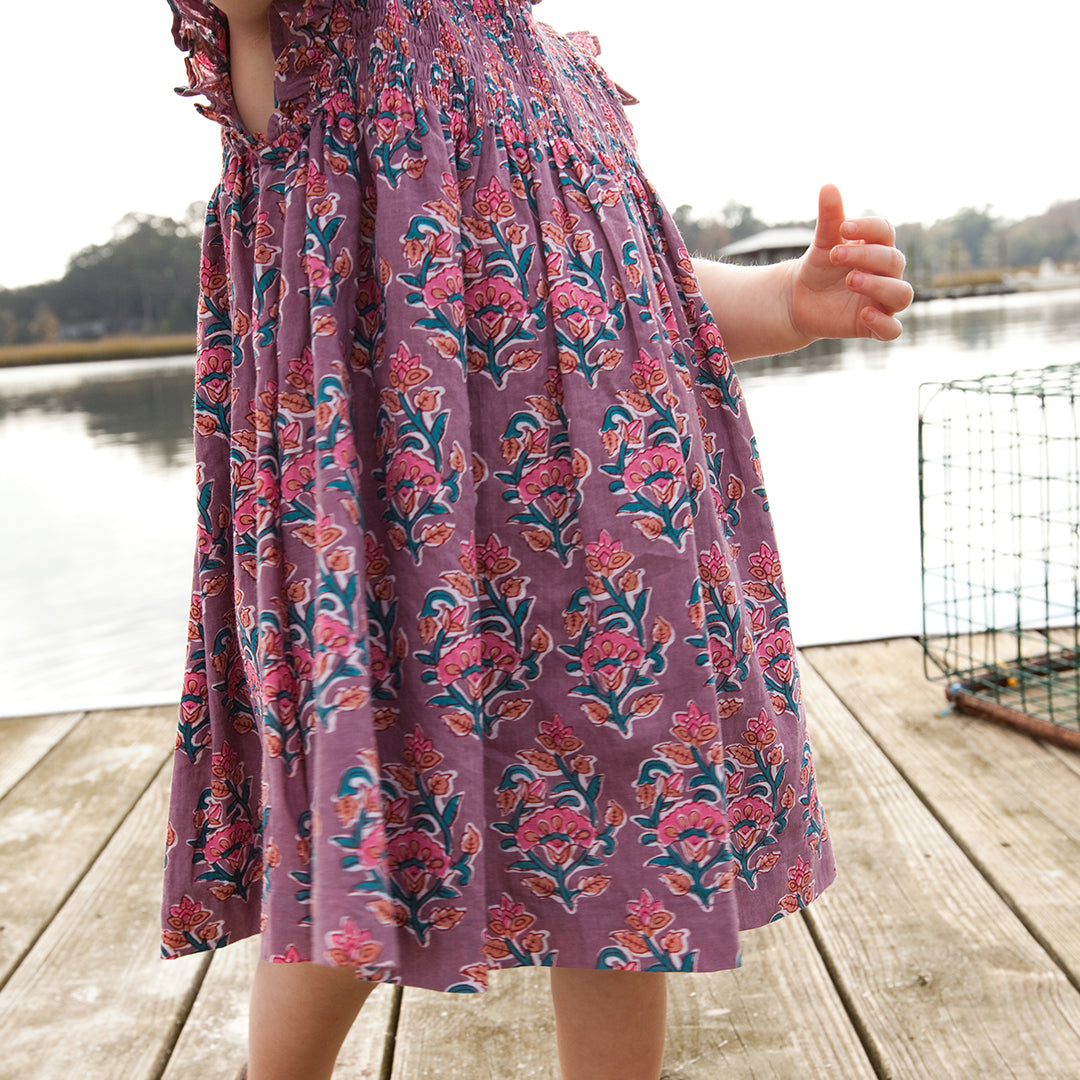 Pink Chicken Lavender Posey Block Print Baby Girls Stevie Dress Set