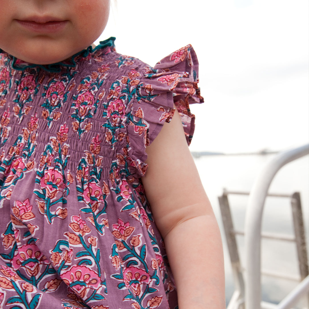 Pink Chicken Lavender Posey Block Print Baby Girls Stevie Dress Set