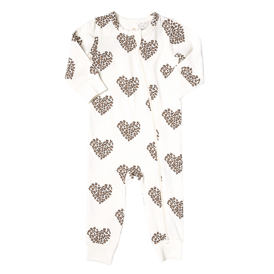 Pink Chicken Leopard Heart Baby Organic Romper