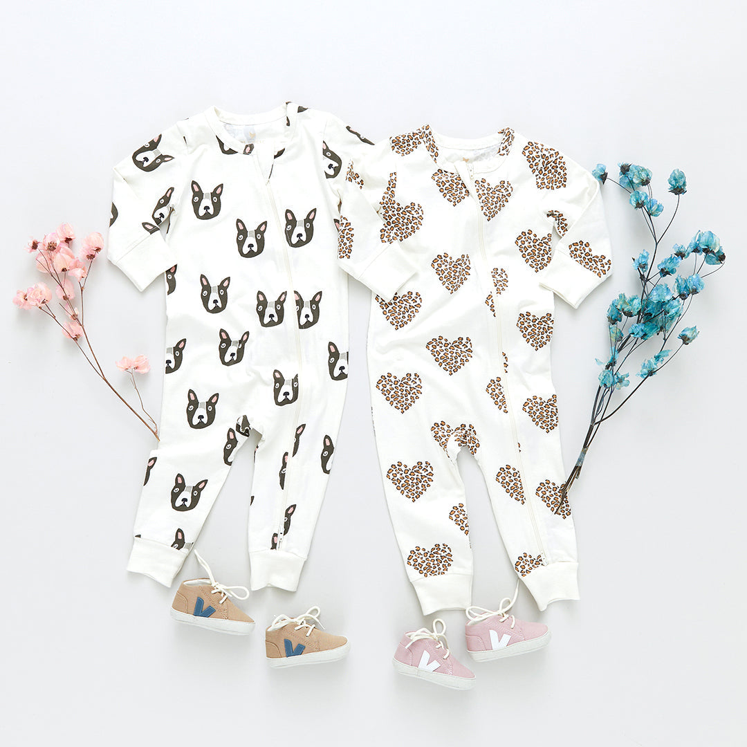 Pink Chicken Leopard Heart Baby Organic Romper