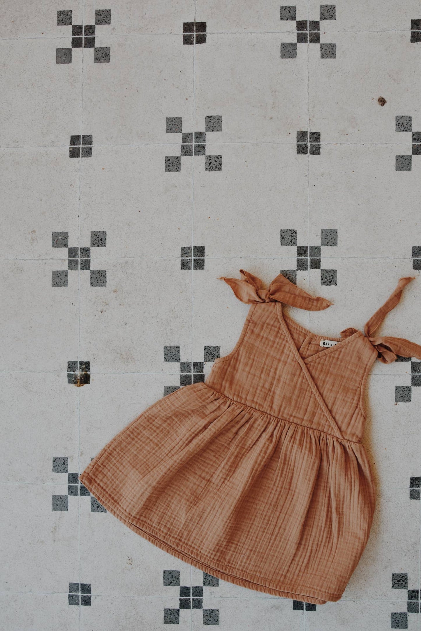 Esmee Muslin Shoulder Tie Dress - Rust or White