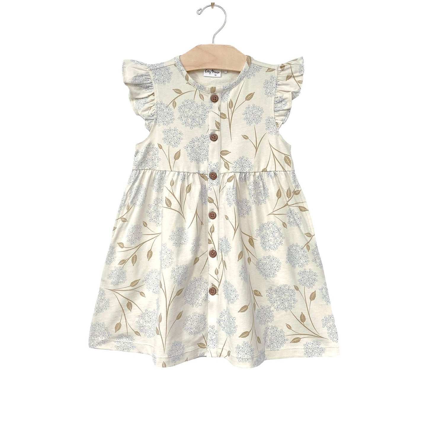 City Mouse Studio - Button Up Dress - Hydrangea or Ladybug