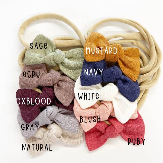 Linen Knottie Bow Nude Nylon Headbands - Multiple Colors Available