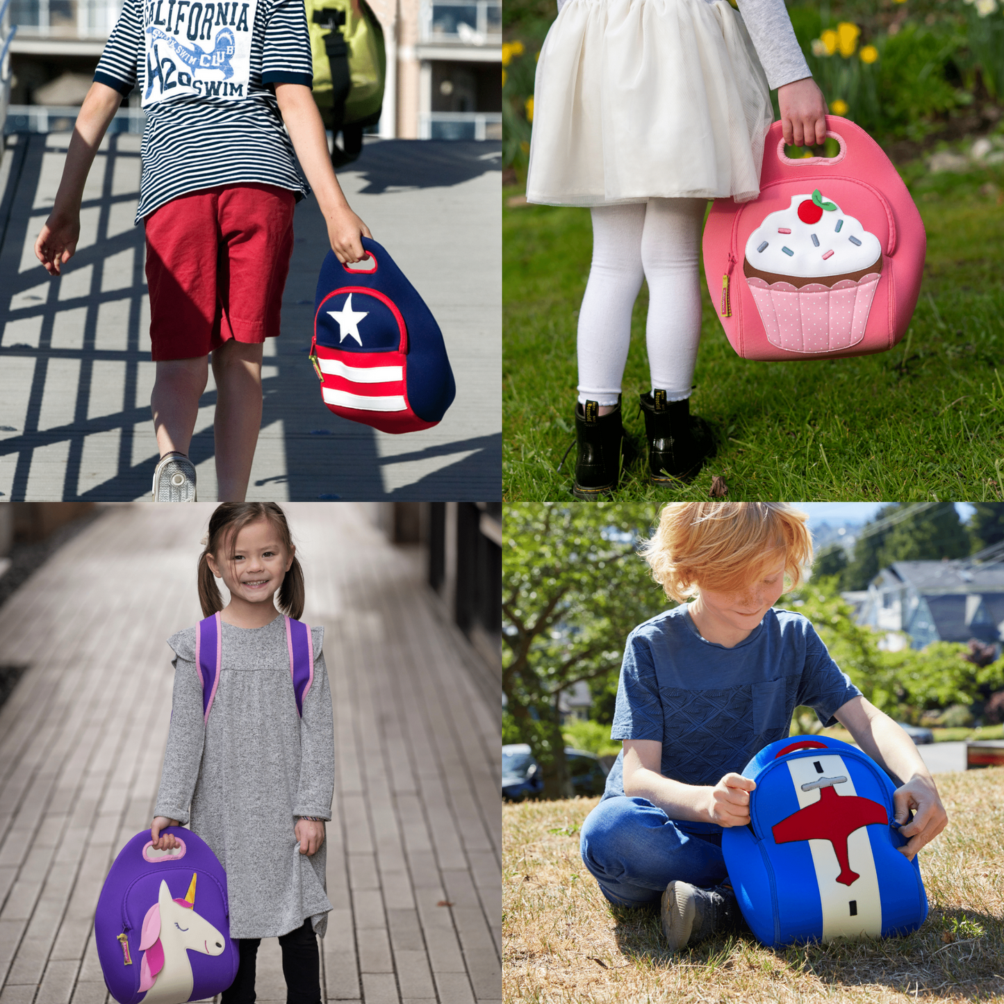 Lunch Bag - Airplane, Cupcake, Stars & Stripes or Unicorn