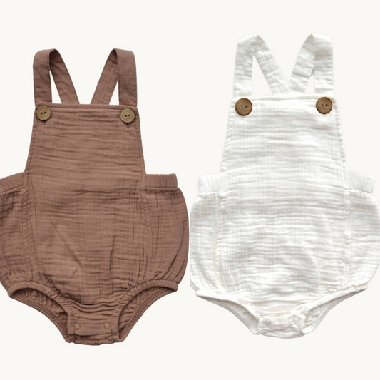 Avery Muslin Romper - Macadamia or White