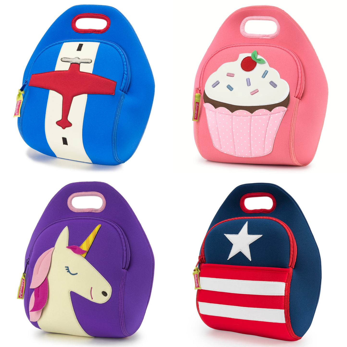Lunch Bag - Airplane, Cupcake, Stars & Stripes or Unicorn