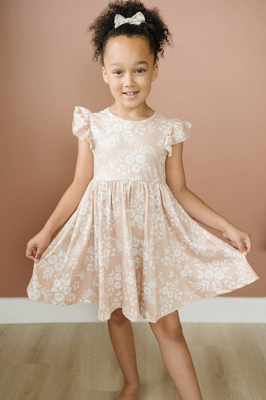 Natural Floral Girls Dress