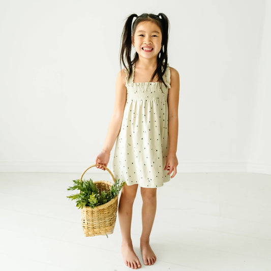 Makemake Organics - Organic Smocked Sundress - Pixie Dots