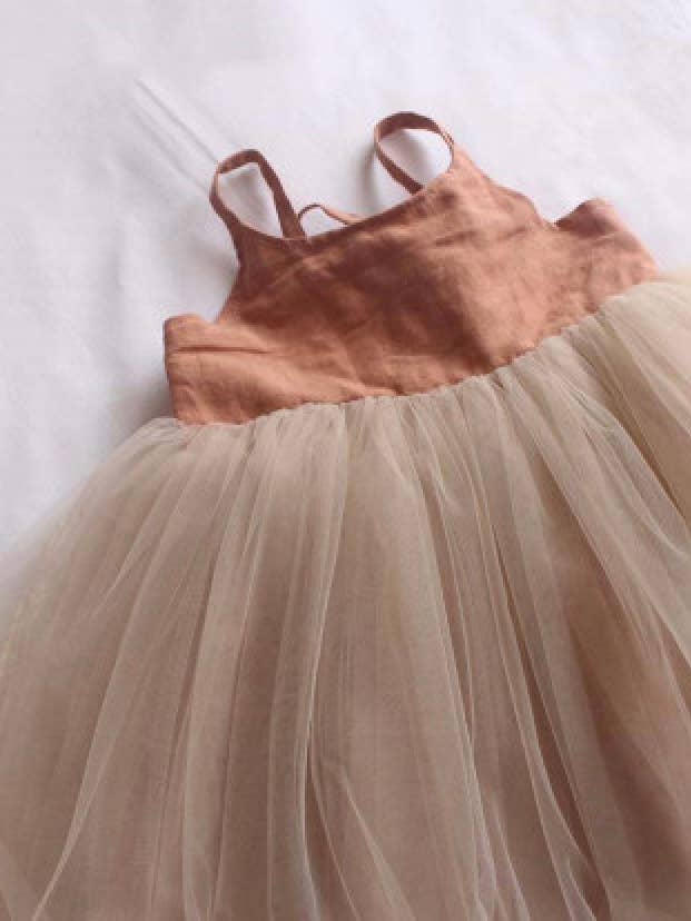 Annie & Charles Terracotta Linen Tulle Dress