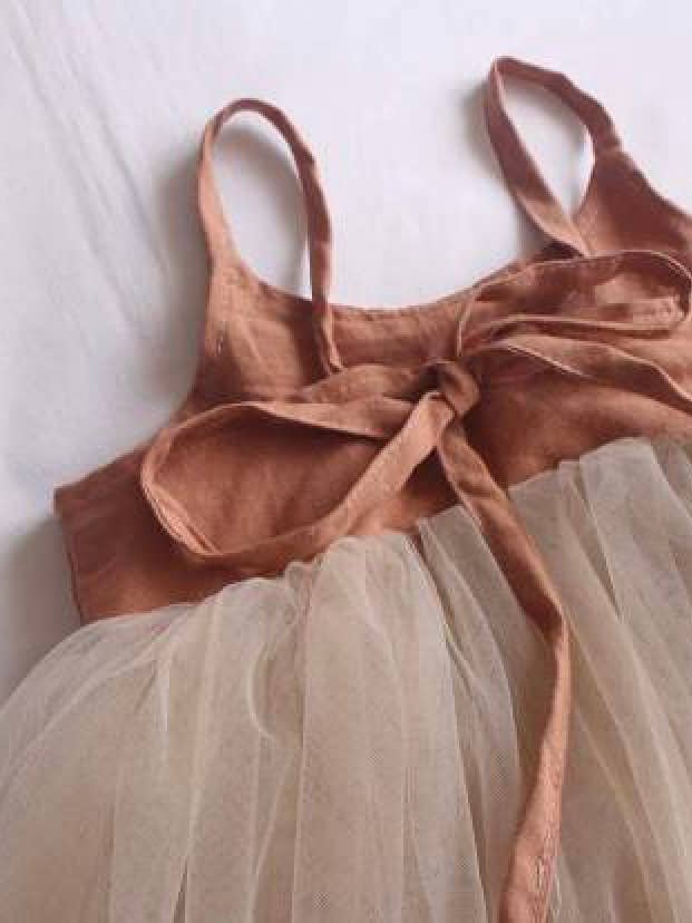 Annie & Charles Terracotta Linen Tulle Dress