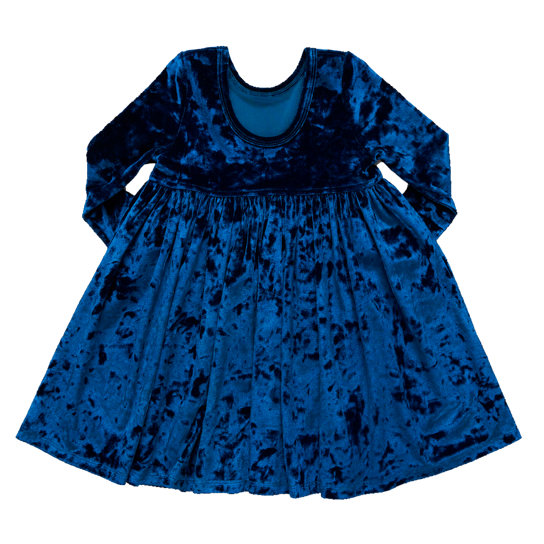 Pink Chicken Crushed Blue Velvet Steph Dress