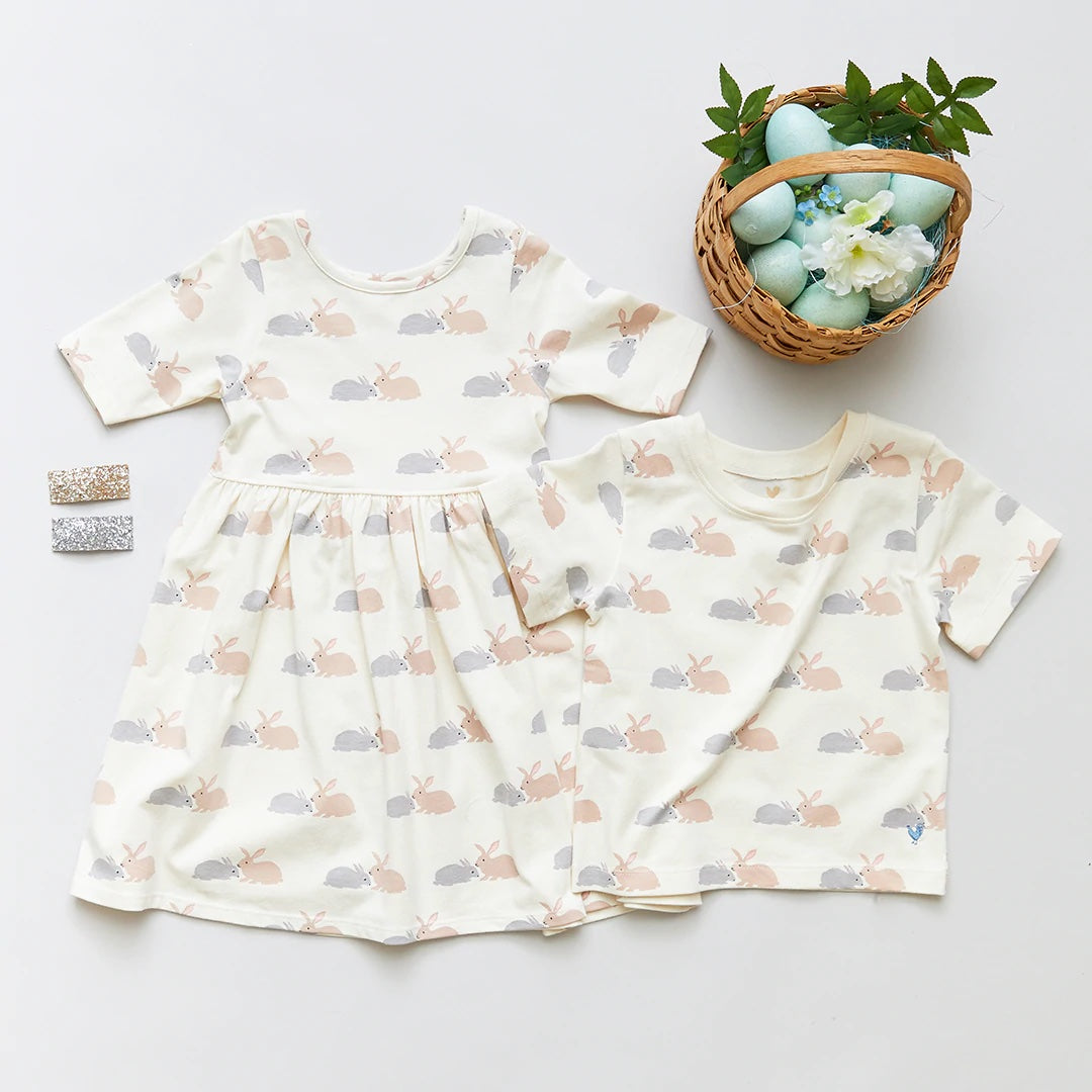 Pink Chicken Bunny Friends Organic Tee