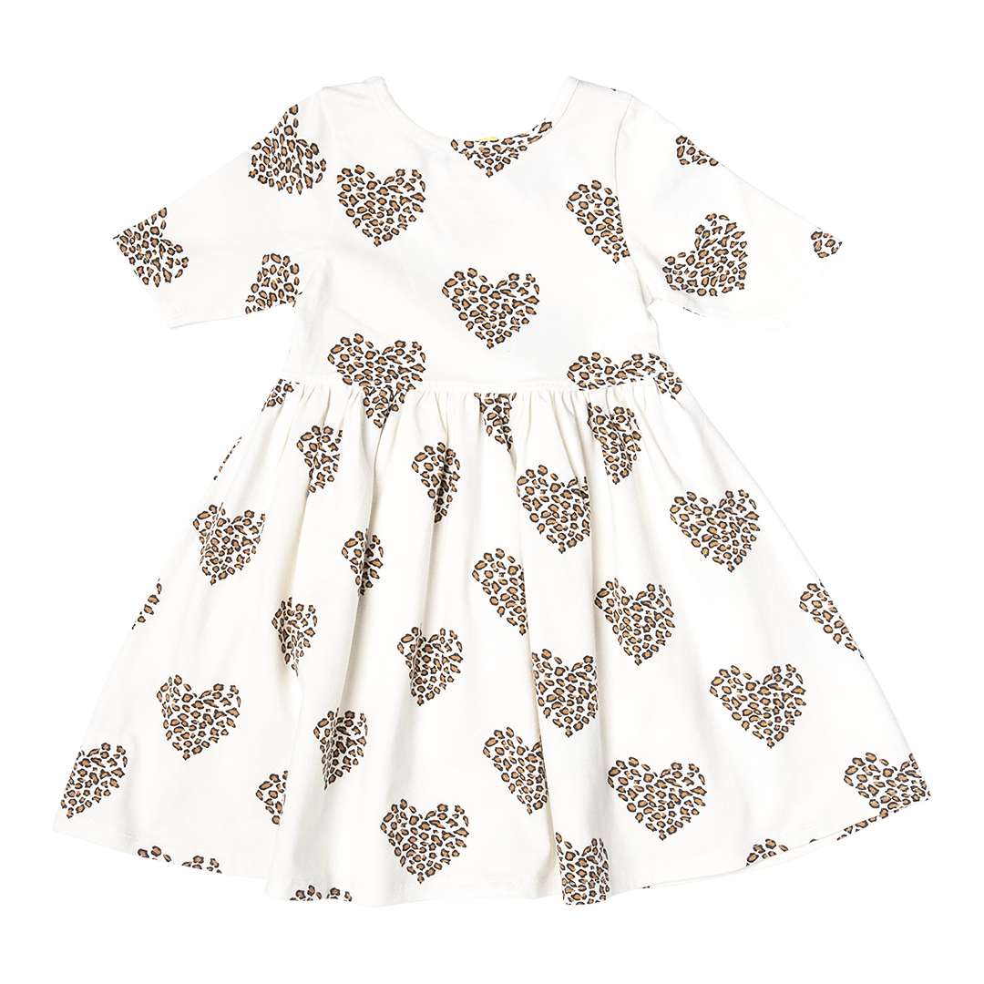 Pink Chicken Leopard Heart Organic Girl's Steph Dress