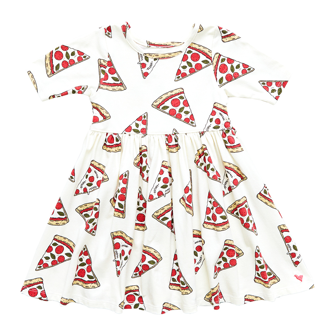 Pink Chicken Pizza Party Organic Girls Steph Dress