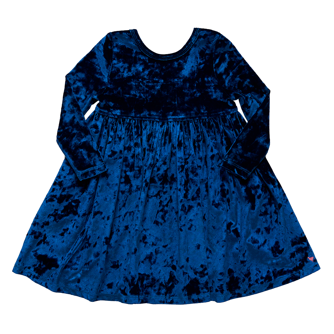 Pink Chicken Crushed Blue Velvet Steph Dress