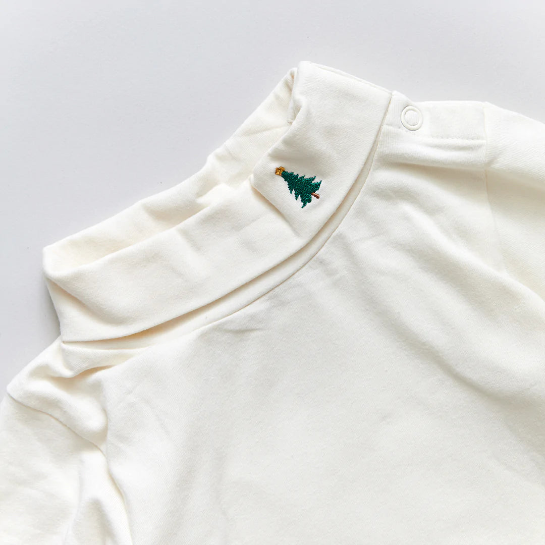 Pink Chicken Tree Embroidery Baby Organic Bodysuit