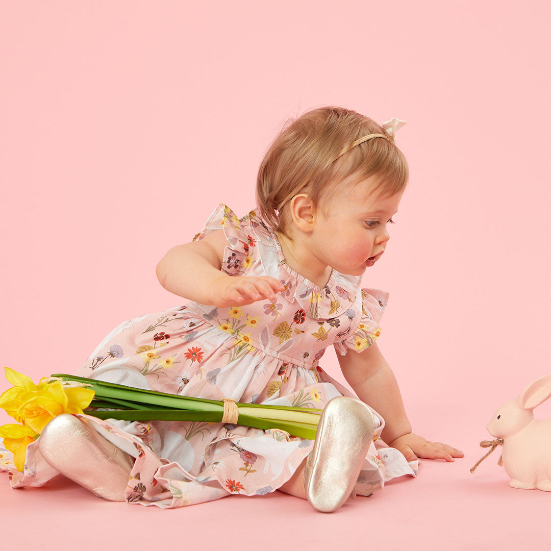 Pink Chicken Rabbit Garden Baby Girls Judith Dress Set