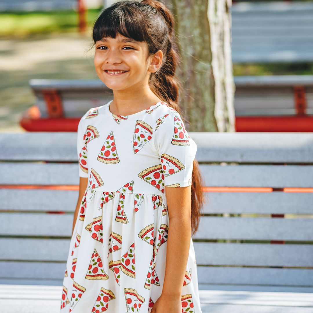 Pink Chicken Pizza Party Organic Girls Steph Dress
