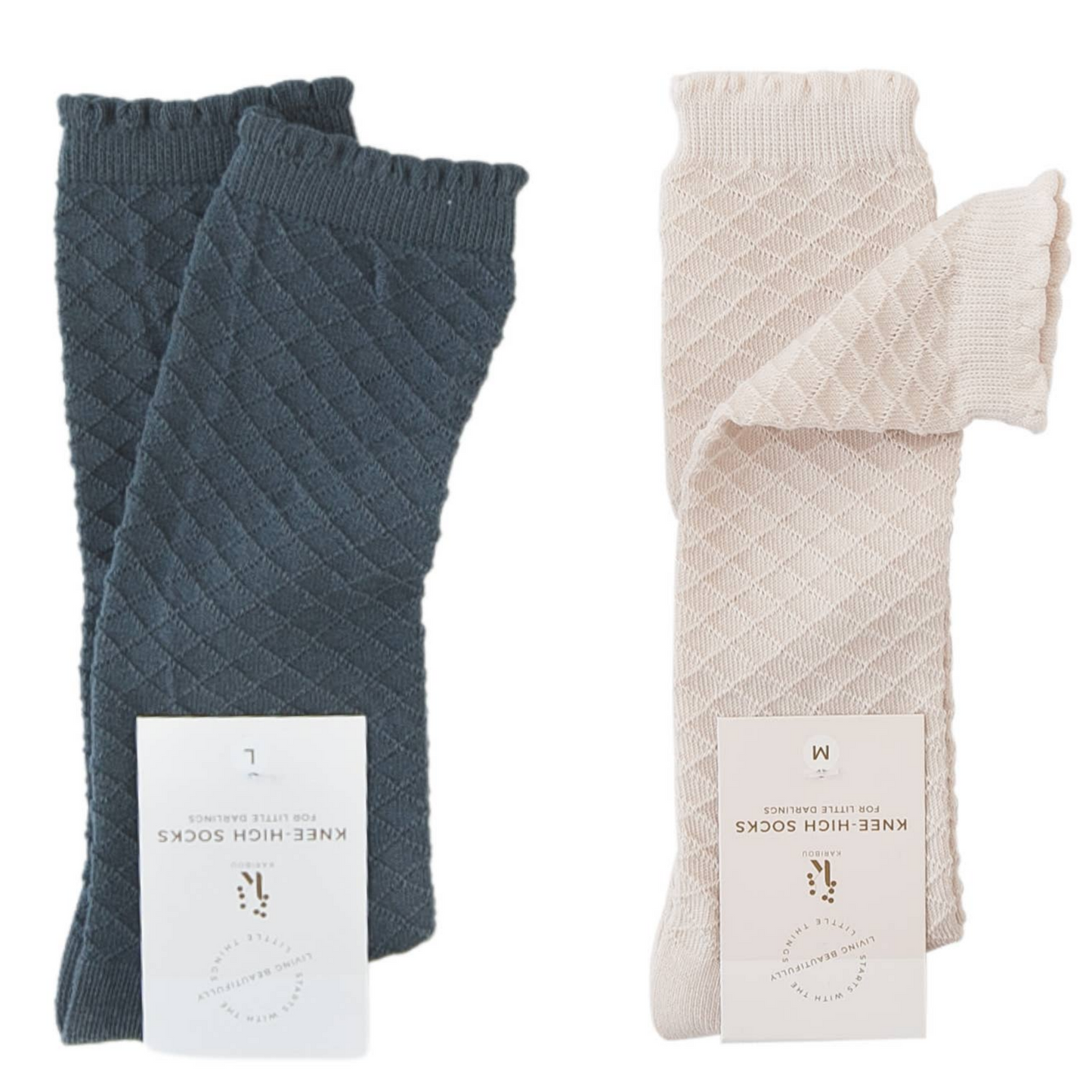 Picnic Knee-High Socks - Azure or Macaroon