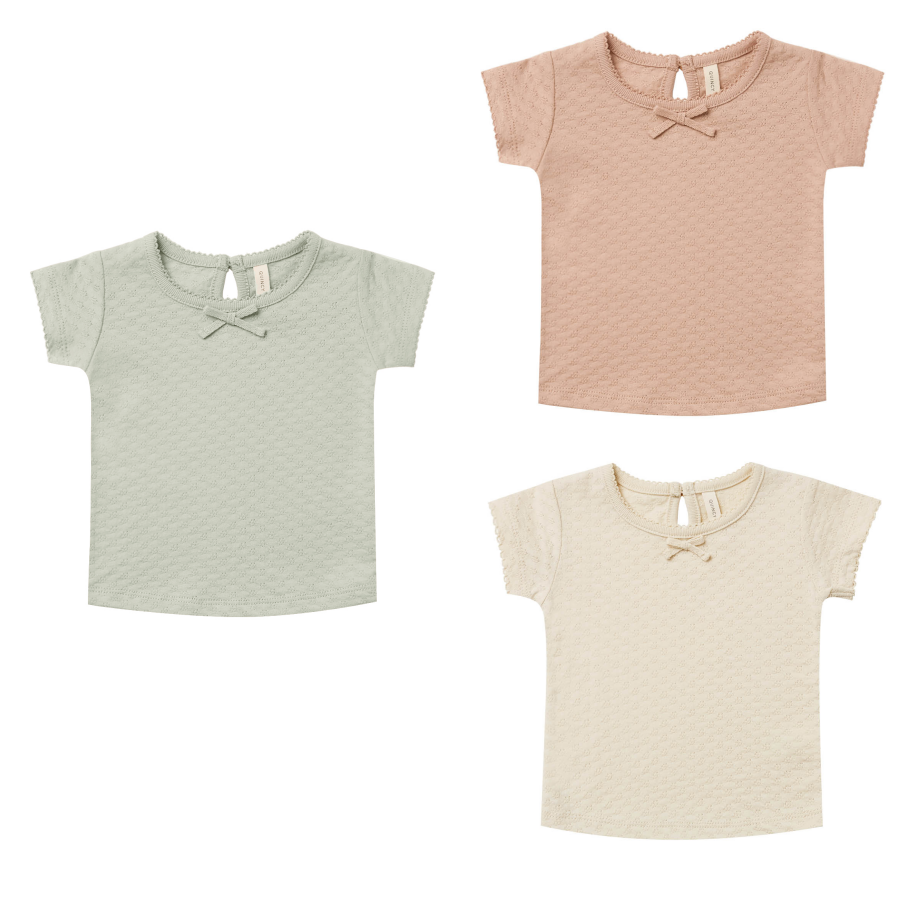 SALE - Quincy Mae Pointelle Tee - Multiple Colors Available