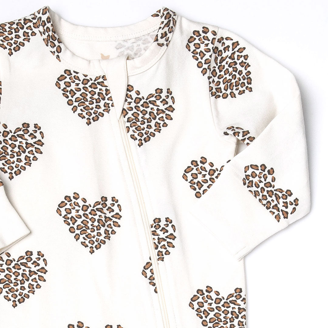Pink Chicken Leopard Heart Baby Organic Romper