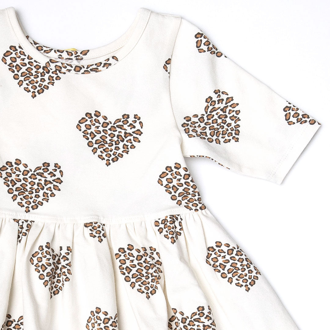 Pink Chicken Leopard Heart Organic Girl's Steph Dress