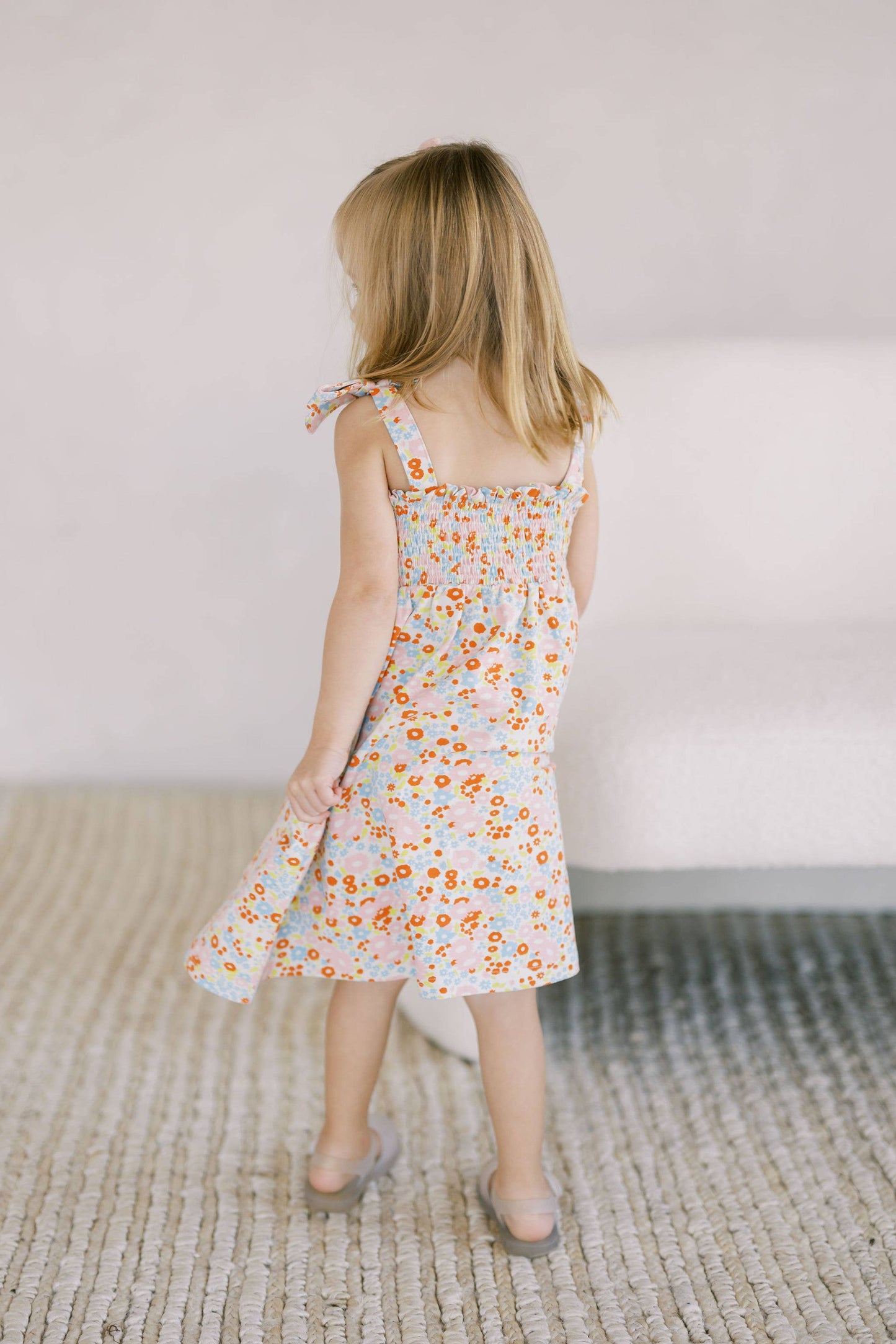 Polished Prints - Flower Child Play Smocked Dress