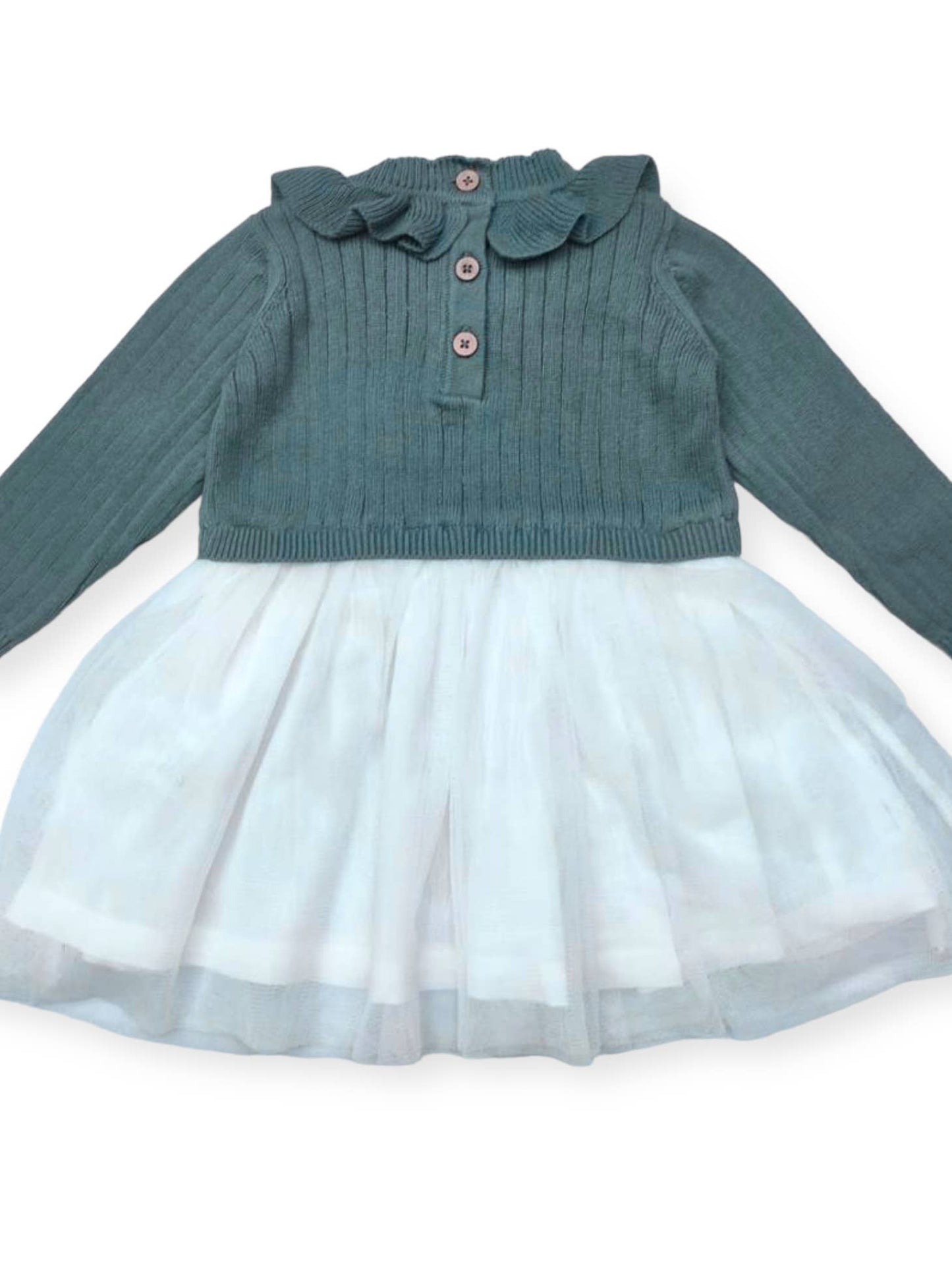 Sweater Top & Tutu Combo Baby Dress - Teal, Cafe Latte or Vintage Rose