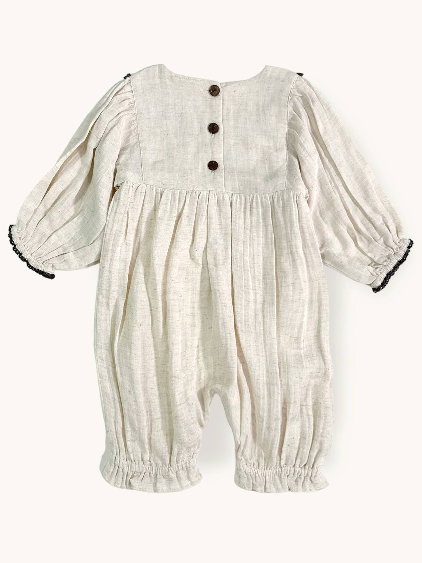 Embroidered Linen Jumpsuit Baby Romper