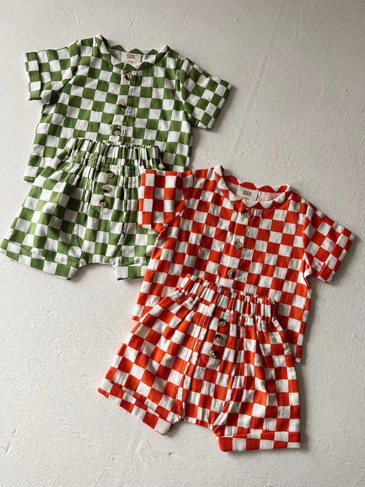 SIIX Collection - Lime or Tangerine Checkerboard Finley Set
