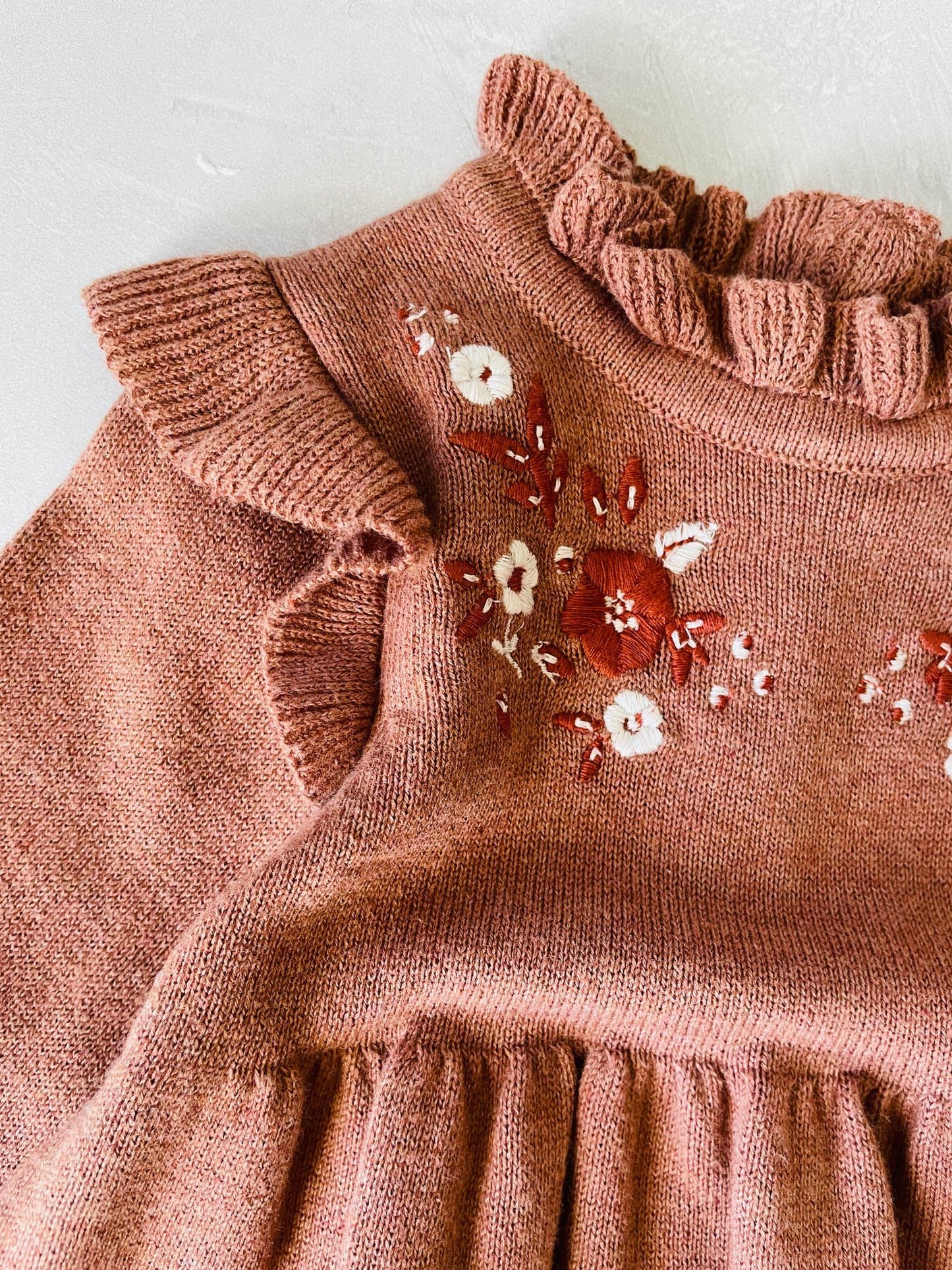 Cinnamon Floral Embroidered Bubble Baby Romper