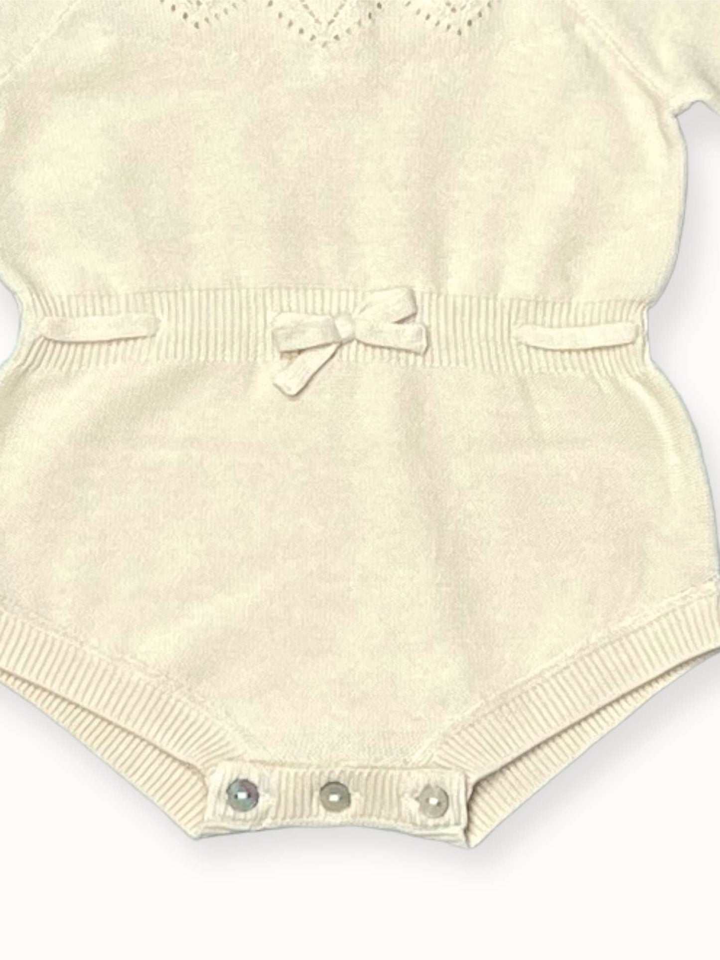 Cream Milan Pointelle Knit Baby Girl Bodysuit 3pc SET